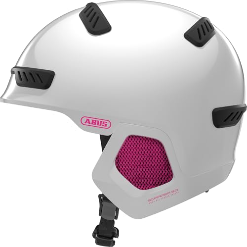 ABUS Stadthelm Scraper 3.0 ERA - Robuster Fahrradhelm inkl. Ohrenwärmer für den Winter - für Damen und Herren - Weiß/Pink, Größe L