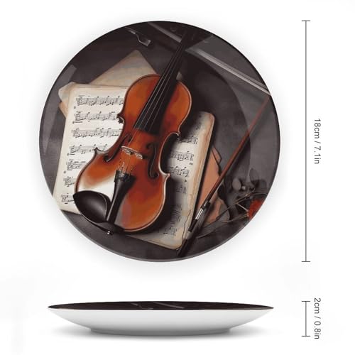 Plato decorativo de porcelana hueso con diseño violín 7 in miniatura 2