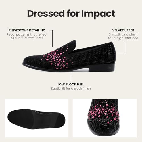 Image of Amali Men's Embellished Velvet Tuxedo Loafers, Smoking Slippers