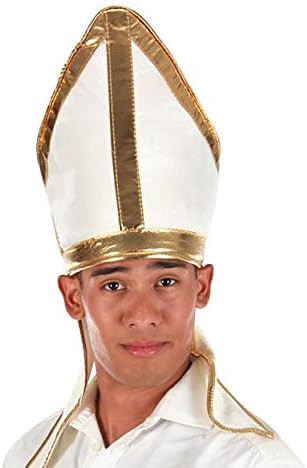 elope Holy Pope Hat, White/Gold, One Size