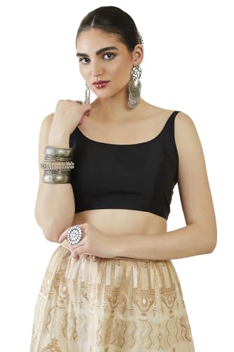 Womens Taffeta Solid Sleeveless Padded Blouse