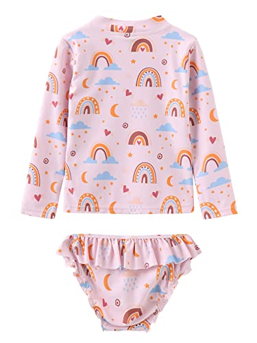 Baby Girls Rash Guard Set for Girls Long Sleeve Swimsuits with Bikini Bottom UPF 50+ Sun Protection Bathing Suits2