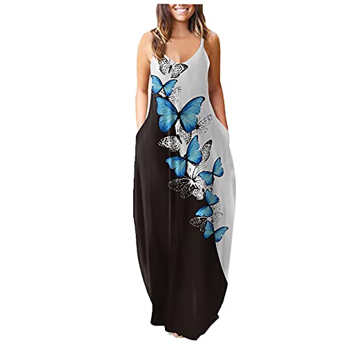 Maxi Dresses for Women Summer Summer Dress for Women Sexy Butterfly Print Evening Party Dress Loose O-Neck Maxi Dress