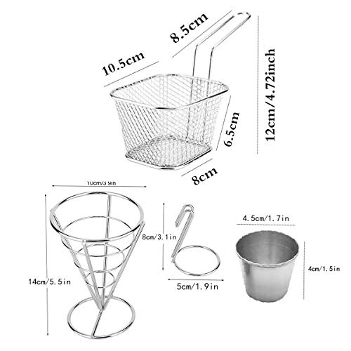 Xumier 2-delig Frietenrek Kegel Snack Display Rek Frieten Set + Mini Frieten Mand Metalen Draadmand Voor Gezinnen, Restaurants, Cafés, Bars, Snackbars, Bruiloften, Feestjes - Image 3