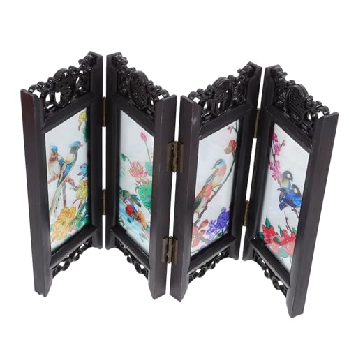Alipis Pantalla Escritorio privacidad Decorativo pequeño Oficina Decoración de Mesa Decoración Interior Decoración de hogar Arte Tradicional Chino Mini biombo Plegable Abdominales Black