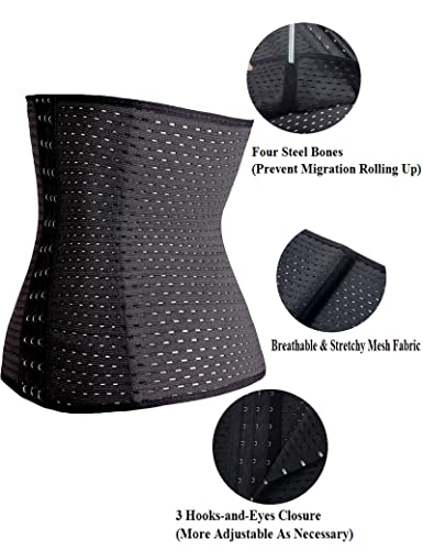 Youloveit Women's Waist Trainer Corset for Everyday Wear Steel Boned Tummy Control Body Shaper with Adjustable Hooks3