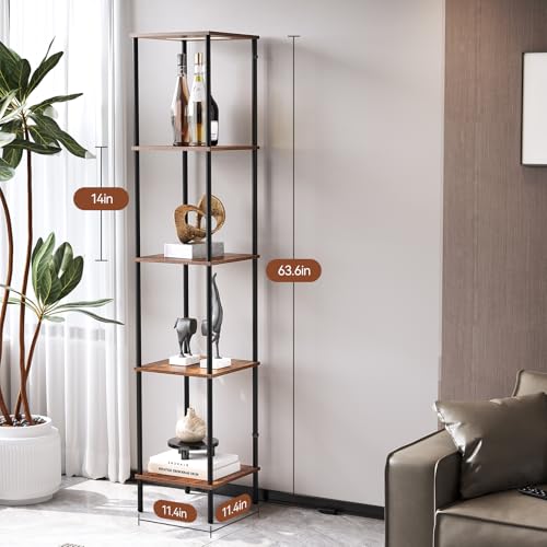 Image of SUNMORY 5 Tier Display Shelf with LED Light, Display Case for Collectibles with App & Remote Control, Display Curio Cabinet with 3 Color Temperatures, Dimmable Floor Lamp with Shelves for Living Room