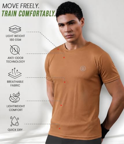 Image of CHKOKKO Gym T Shirts for Men Workout Activewear Solid Quick Dry Sports Tshirt for man Breathable Lightweight Half Sleeve Regular Fit Round Neck Running Boys T Shirt