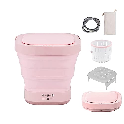 Camper Washer and Dryer Combo with 2 Modes Drying and UV, Baby Washer Machine 4D Wave Wheel,Spin Dry for Camping,Underwear,Personal,Pink