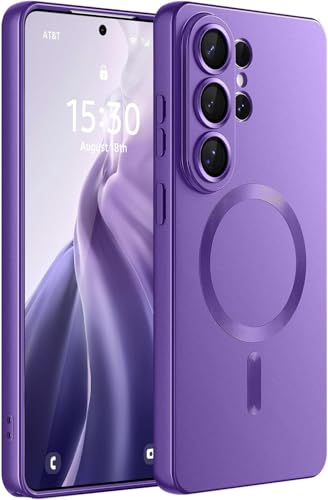 Image of DIZORO Compatible with Samsung S26 Ultra Case, Compatible with MagSafe, Matte Luxury Metallic Luster Flexible TPU Wireless Charging Shockproof Case with Lens Camera Protector Back Cover (Violet)