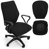 Nogeqi 2pcs Office Chair Covers Stretchable, Universal Office Chair Seat Cover, Washable Removable Computer Chairs Cover for Seat Cushion Protectors(Black)