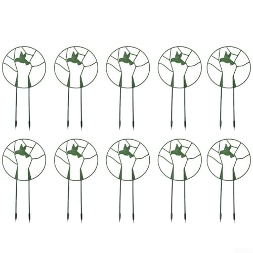 ComfyHarbor Paquete de 10 enrejados decorativos de jardín con diseño de pájaros, soporte de plástico ABS para plantas trepadoras de flores hiedra, clemátides, enrejado redondo desmontable para uso en