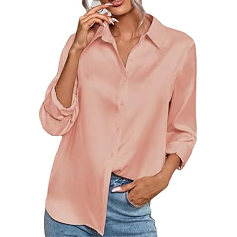 MAOAEAD Women's Elegant Leopard Blouse Long Sleeve Lapel Button Shirt Fashion Office Lady Autumn Tops (Pink,M) Cover