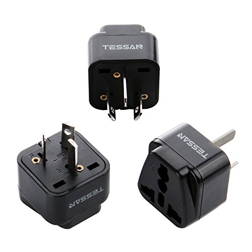 TESSAN Grounded Universal Travel Plug Adapter USA to Australia/China Travel Prong Converter Adapter Plug Kit for Australia/China(Type A) - 3 Pack