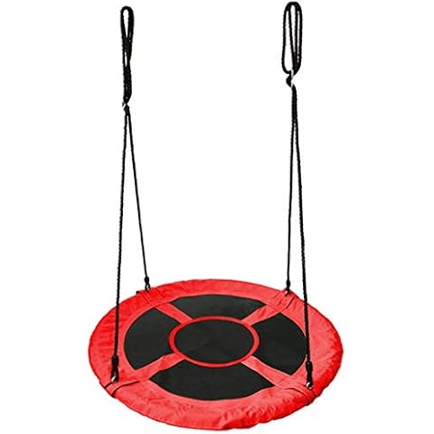 Rexco Large 30” Round Disc Swing Seat Hammock Adjustable Flying Saucer Tree Nest Garden Outdoor Playground With Hanging Rope UFO Toy Set Cover