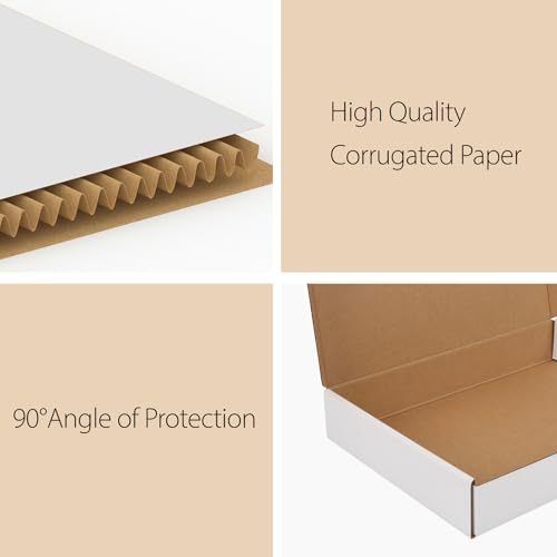 Image of RLAVBL 12x9x2 Shipping Boxes Set of 1, White Corrugated Cardboard Box for Packing, Mailing, Business