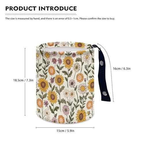 Image of Car Trash Can - Sunflower Floral,Portable,Collapsible Back Seat, Front Console, Floor, or Hanging Headrest Waste Basket