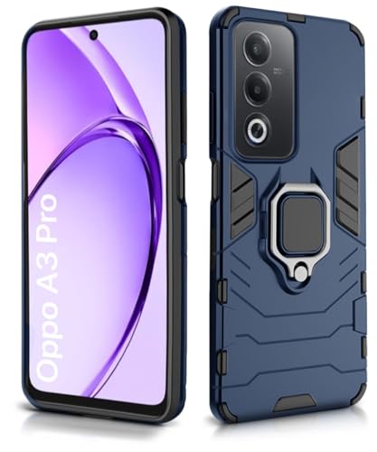 Image of WOW IMAGINE Shock Proof Back Case Mobile Cover for Oppo A3 Pro 5G | Oppo K12x 5G | Back Cover Case (Tough Armor | Hybrid PC + TPU | Ring Holder & in-Built Kickstand | Blue)