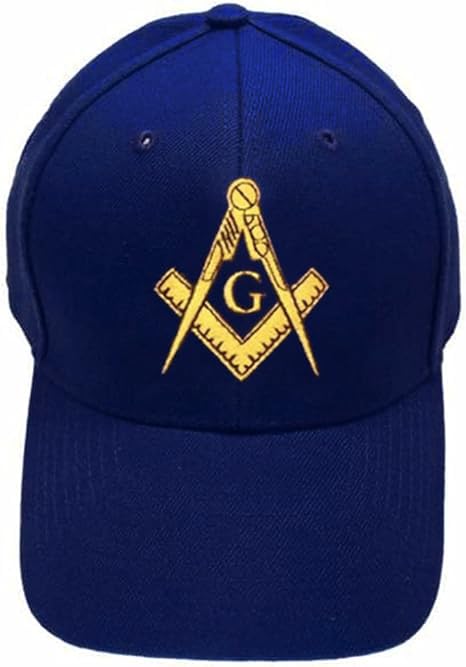 - Freemason's Baseball Cap - Blue Hat with Golden Standard Masonic Symbol