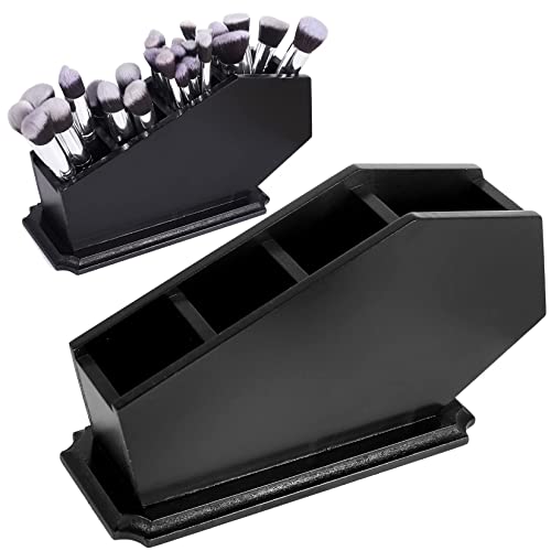 CEFRECO Coffin Brush Holder, Gothic Wooden Makeup Organizer for Vanity
