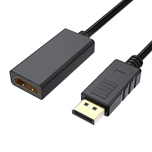 DP auf HDMI Adapter,DisplayPort zu HDMI 4K 30HZ,DP to HDMI kable, Vergoldet DP/DisplayPort Stecker zu HDMI Buchse mit Audio Konverter 4K HDTV Adapter(Schwarz)