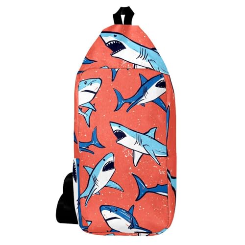 Sac à dos à bandoulière requin sac poitrine rouge homme et femme