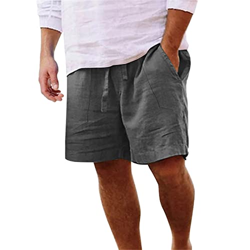 Pantalones Cortos Hombre Lino Verano Trabajo Running Shorts Tallas Grandes Vestir Colores Sólidos Montaña Ropa Hombres