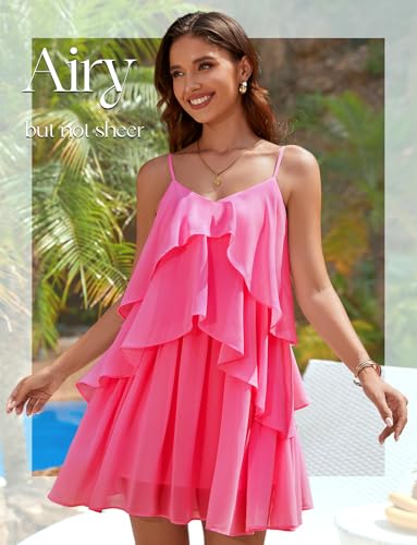 Image of DRESSTELLS Women's Cocktail Ruffle Tiered Dresses, Formal Wedding Guest Graduation Party Mini Dress