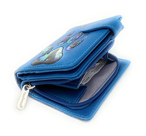 Shag Wear Wolf Paw Small Animal Wallet for Women and Teen Girls Vegan Faux Leather 4.5" Blue4