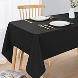 DWCN テーブルクロス 撥水加工 無地 北欧 汚れ防止 耐熱 長方形 テーブルカバー ポリエステル製 洗濯可 食卓 パーティー用 ブラック 135×180cm
