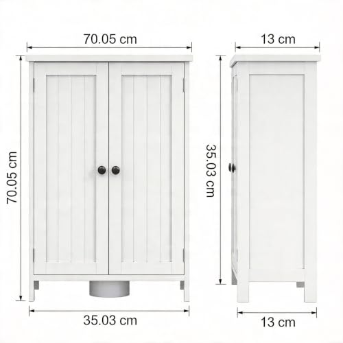 Gabinete Organizador para Lavabo con Pedestal, Gabinete Bajo Lavabo con Corte en U, Mueble para Baño con 2 Puertas y Estante Ajustable miniatura 3