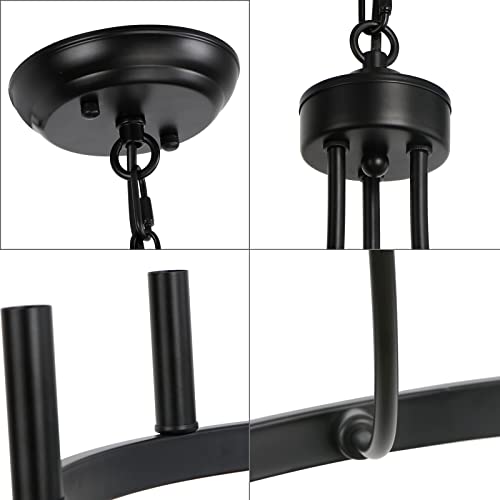 Lynpon Black Wagon Wheel Chandelier Diam 20 Inch, 6 Lights Farmhouse Chandeliers Rustic Round Hanging Chandelier Wrought Iron Light Fixture For Dining Room Living Room Kitchen Island Foyer Entryway #TOP5