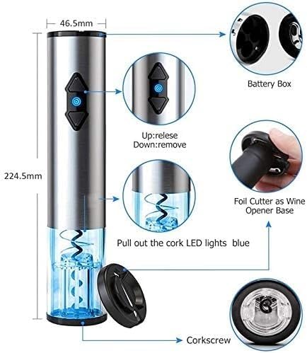 5-in-1 Wine Opener Kits New Year's Gift with Electric Battery-Operated Bottle Pourer Stoppers Foil Cutter&Stand