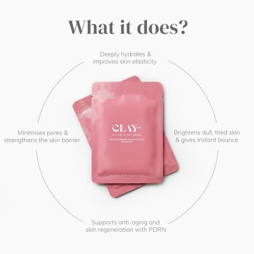 Image of ClayCo Rice & Ceramide Collagen Sheet Mask | Hydrating & Brightening Face Mask with PDRN | Niacinamide & Hyaluronic Acid | 35 g