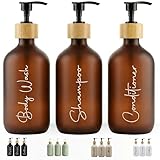 FCINNOVA Dispensador Jabon Baño Ambar Mate 500ml Set de 3 Botes para Gel y...