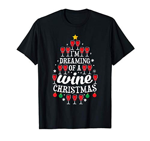 Vino tinto Árbol de Navidad Amante del vino divertido Camiseta