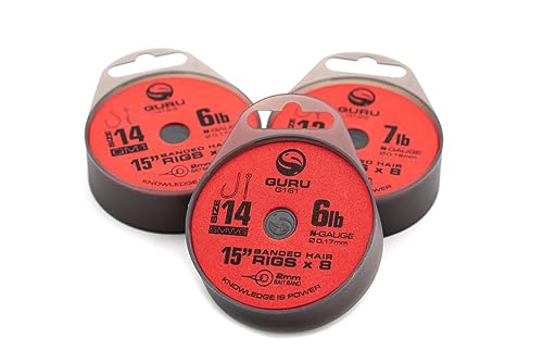 Korda Guru Super MWG Köderband, 38,1 cm, ohne Widerhaken, Größe 12, Rot, 4,1 kg