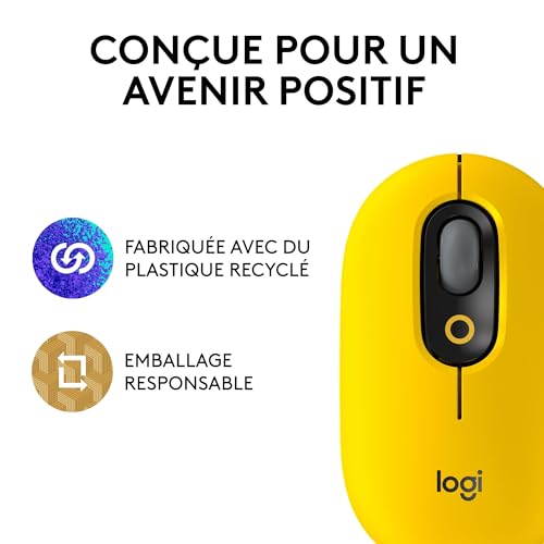 Logitech POP Mouse, Souris Sans Fil avec Emojis Personnalisables