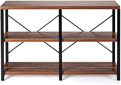 TANGZON 3-Tier Kitchen Shelves, Metal Frame Microwave Oven Stand with Adjustable Foot Pads & Anti-Tipping Device, Industrial Utility Storage Display Unit for Dining Living Room Restaurant, 120x34x77cm