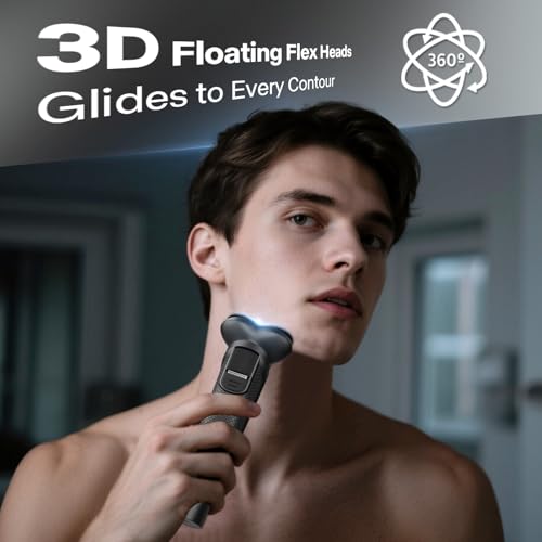 Image of Electric Razor for Men, 3D Flex Blades with Pop-Up Trimmer, IPX8 Waterproof, Concrete Gray