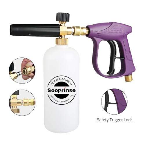 Image of Sooprinse Foam Cannon Snow Foam Lance Nozzle Pressure Washer Jet Wash，Foam cannon lance kit with Pressure Washer Spray Gun,30 Degree Gutter Cleaner Wand with Nozzle Tip Attachment