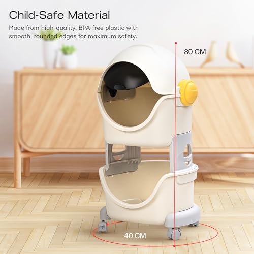 Image of BAYBEE Astro Storage Organizer for Kids Toys Baby Wardrobe for Clothes, Korner Baby Bookshelf with Detachable 2 Level Storage Box, Wheel Locking Mechanism, Kids Toys Storage Organiser for Babies