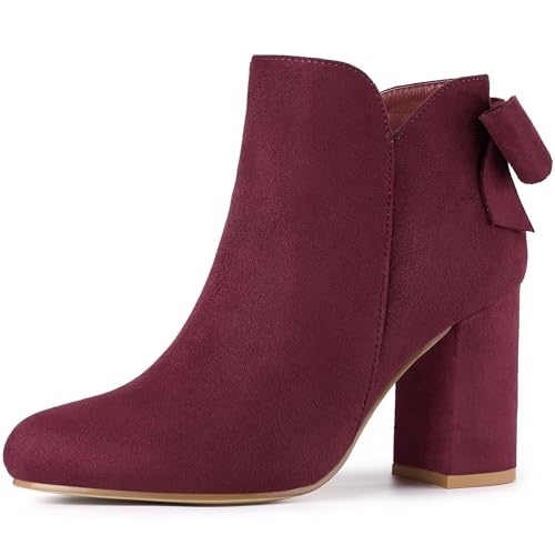 Bottines bordeaux talon épais Allegra K pour en finir avec les pieds douloureux en soirée