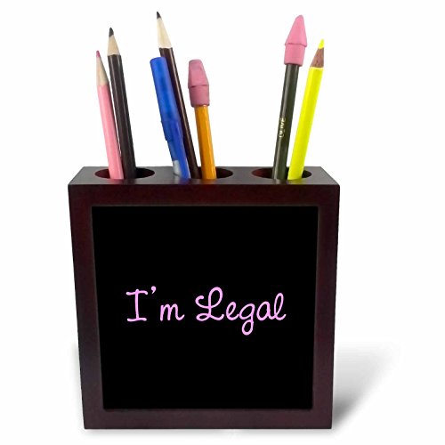 3dRose ph_32840_1 I'm Legal Black-Tile Pen Holder, 5-Inch