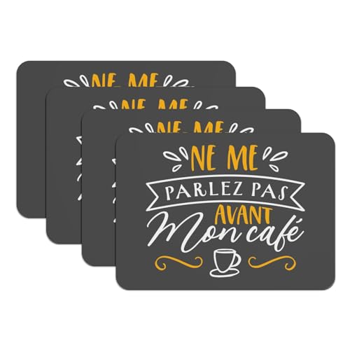 Sets de table caoutchouc noir grand format pour tasse expresso - 2