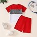 Yoxindax Toddler Kid Boy Clothes Colorblock Letter Graphic Tee Shorts 2PC Summer Outfit Set(7-8T)