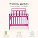 Dream On Me Emma 3-in-1 Convertible Wooden Toddler Bed in Fuschia Pink, Baby Safety Alliance Certified, Low-to-Floor Design, Solid Pinewood with Safety Rails