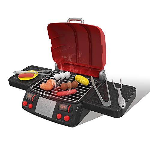 Velidy Juego de parrilla de barbacoa, juego de cocina para niños, juego de cocina para niños, para interior y exterior, para niños, juego de rol de barbacoa, regalo a partir de 3 años (rojo) Cover