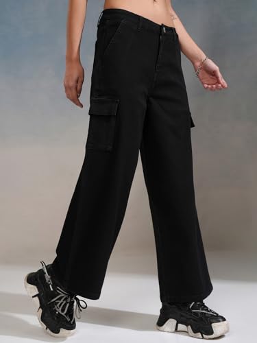 Image of Tokyo Talkies Women Cargo Jeans | Straight fit