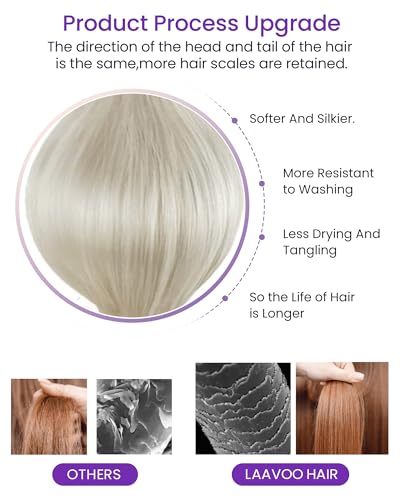 Image of LaaVoo Tape in Hair Extensions Human Hair Blonde 24 Inch Tapes in Extensions Platinum Blonde Hair Extension Tape ins Real Human Hair 40pcs 100g